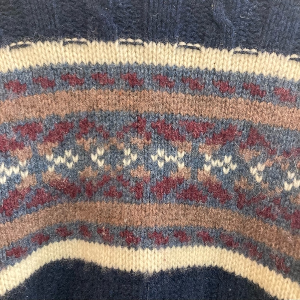 TT & CO SPORT Sz S Oversized 100% Wool Nordic Cable Fisherman Vibe Sweater - Picture 2 of 9